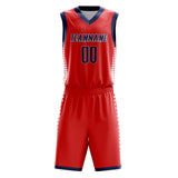 Custom Red Navy Pattern Basketball Jersey