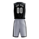 Custom Black Gray Pattern Basketball Jersey