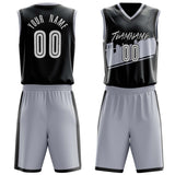 Custom Black Gray Pattern Basketball Jersey