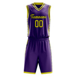 Custom Purple Neon Yellow Pattern Basketball Jersey