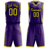 Custom Purple Neon Yellow Pattern Basketball Jersey BS03240809JG029