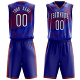 Custom Blue Red Pattern Basketball Jersey BS03240809JG032