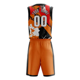 Custom Orange Black Pattern Basketball Jersey