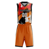 Custom Orange Black Pattern Basketball Jersey