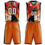 Custom Orange Black Pattern Basketball Jersey