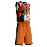 Custom Orange Black Pattern Basketball Jersey