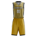 Custom Old Gold Black Pattern Basketball Jersey