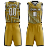 Custom Old Gold Black Pattern Basketball Jersey