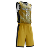 Custom Old Gold Black Pattern Basketball Jersey