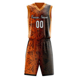 Custom Orange Black Pattern Basketball Jersey