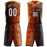 Custom Orange Black Pattern Basketball Jersey BS03240809JG036