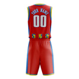 Custom Red Blue Pattern Basketball Jersey