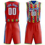 Custom Red Blue Pattern Basketball Jersey BS03240809JG037