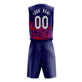 Custom Navy Red Pattern Basketball Jersey
