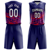 Custom Navy Red Pattern Basketball Jersey