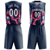 Custom Navy Red Pattern Basketball Jersey BS03240809JG039