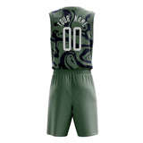 Custom Oliv Navy Pattern Basketball Jersey