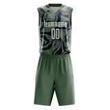 Custom Oliv Navy Pattern Basketball Jersey