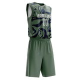 Custom Oliv Navy Pattern Basketball Jersey