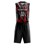 Custom Black Red Pattern Basketball Jersey