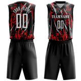 Custom Black Red Pattern Basketball Jersey