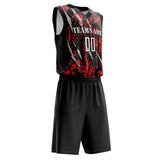 Custom Black Red Pattern Basketball Jersey