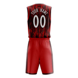 Custom Red White Pattern Basketball Jersey