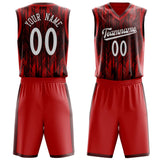 Custom Red White Pattern Basketball Jersey