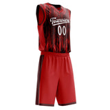 Custom Red White Pattern Basketball Jersey