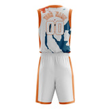 Custom White Orange Pattern Basketball Jersey