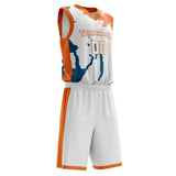 Custom White Orange Pattern Basketball Jersey