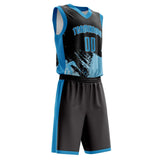 Custom Black Blue Pattern Basketball Jersey