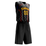 Custom Black Red Pattern Basketball Jersey