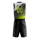 Custom Black Chartreuse Pattern Basketball Jersey