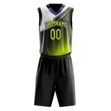 Custom Black Chartreuse Pattern Basketball Jersey