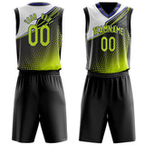 Custom Black Chartreuse Pattern Basketball Jersey