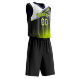 Custom Black Chartreuse Pattern Basketball Jersey