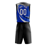 Custom Blue Black Pattern Basketball Jersey