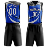 Custom Blue Black Pattern Basketball Jersey BS03240809XE005