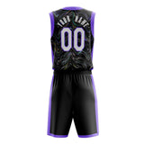 Custom Black Purple Pattern Basketball Jersey