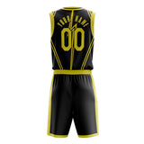 Custom Black Gold Pattern Basketball Jersey