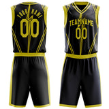 Custom Black Gold Pattern Basketball Jersey BS03240809XF049