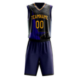 Custom Black Purple Pattern Basketball Jersey