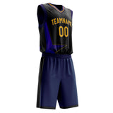 Custom Black Purple Pattern Basketball Jersey