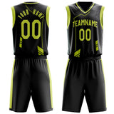 Custom Black Neon Yellow Pattern Basketball Jersey