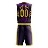 Custom Purple Gold Pattern Basketball Jersey