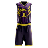 Custom Purple Gold Pattern Basketball Jersey