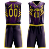 Custom Purple Gold Pattern Basketball Jersey