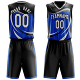 Custom Blue Black Pattern Basketball Jersey BS03240809XF055