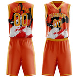 Custom Orange White Pattern Basketball Jersey